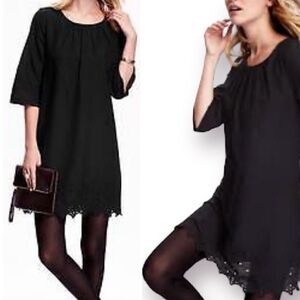 Old Navy Women's Classic Casual Eyelet Trim Shift Dress Black M